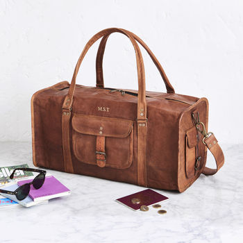 Leather Duffel Travel Bag, 2 of 11