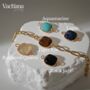 Square Gemstone Paperclip Bracelet, thumbnail 2 of 5