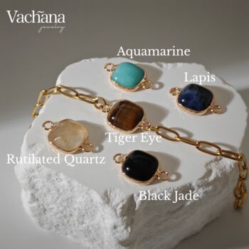 Square Gemstone Paperclip Bracelet, 2 of 5