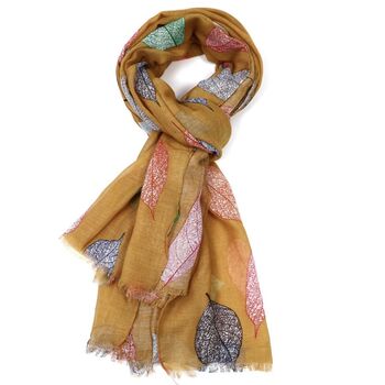 Multicoloured Leaf Scarf, 4 of 7