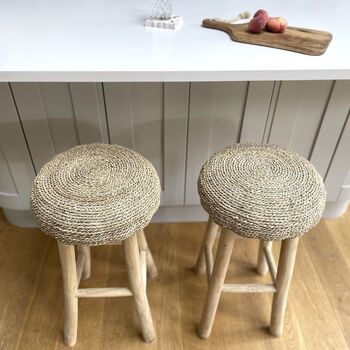 Wooden Bar Stool With Wicker Seat Ardennes, 5 of 5