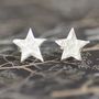 Hammered Sterling Silver Star Stud Earrings, thumbnail 2 of 7