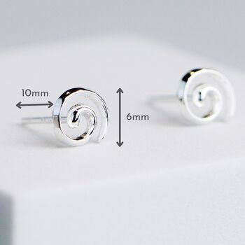 Sterling Silver Simple Spiral Stud Earrings, 2 of 5
