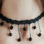 Handmade Black Beaded Gothic Emo Lace Choker Necklace, thumbnail 5 of 7