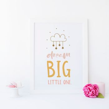 Dream Big Little One, Pastel Colours With Gold Glitter, 2 of 2