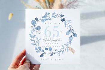 65th Blue Sapphire Wedding Anniversary Card *Fully Personalised, 2 of 2