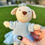 Tiny Linen Girl Dog With Blue Tutu, thumbnail 2 of 4