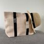 Personalised Danni Large Black Ribbon Straw Tote Bag, thumbnail 2 of 4