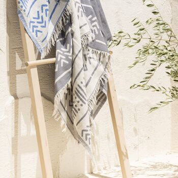 Patmos Patterned Peshtemal Towel Sky Blue, 3 of 9