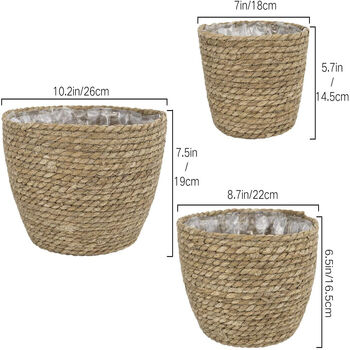 Pack Of Three Natural Seagrass Planter Baskets, 6 of 8
