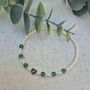 Sterling Silver May Emerald Beaded Bracelet: May Birthstone Personalised Initial Heart, thumbnail 2 of 5