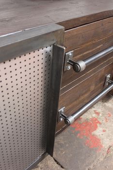 Shipton Industrial Wood And Perforated Steel Sideboard, 7 of 8