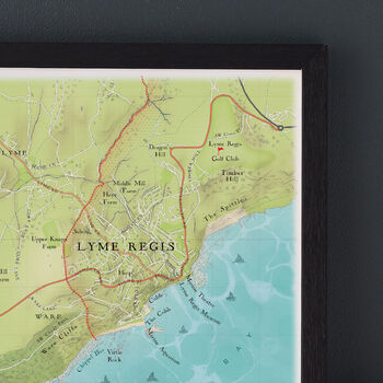 Framed And Personalised Lyme Regis Map Print, 3 of 7