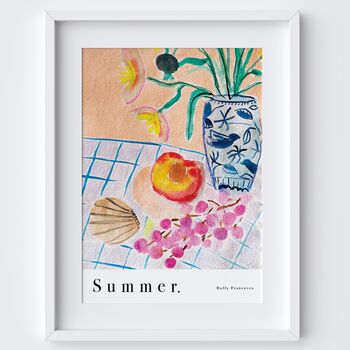 Peach, Shell And Vase Art Print Still Life Poster, 4 of 4