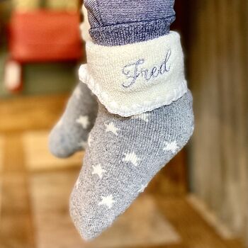 Personalised Children's Super Soft Grey Star Socks, 2 of 3
