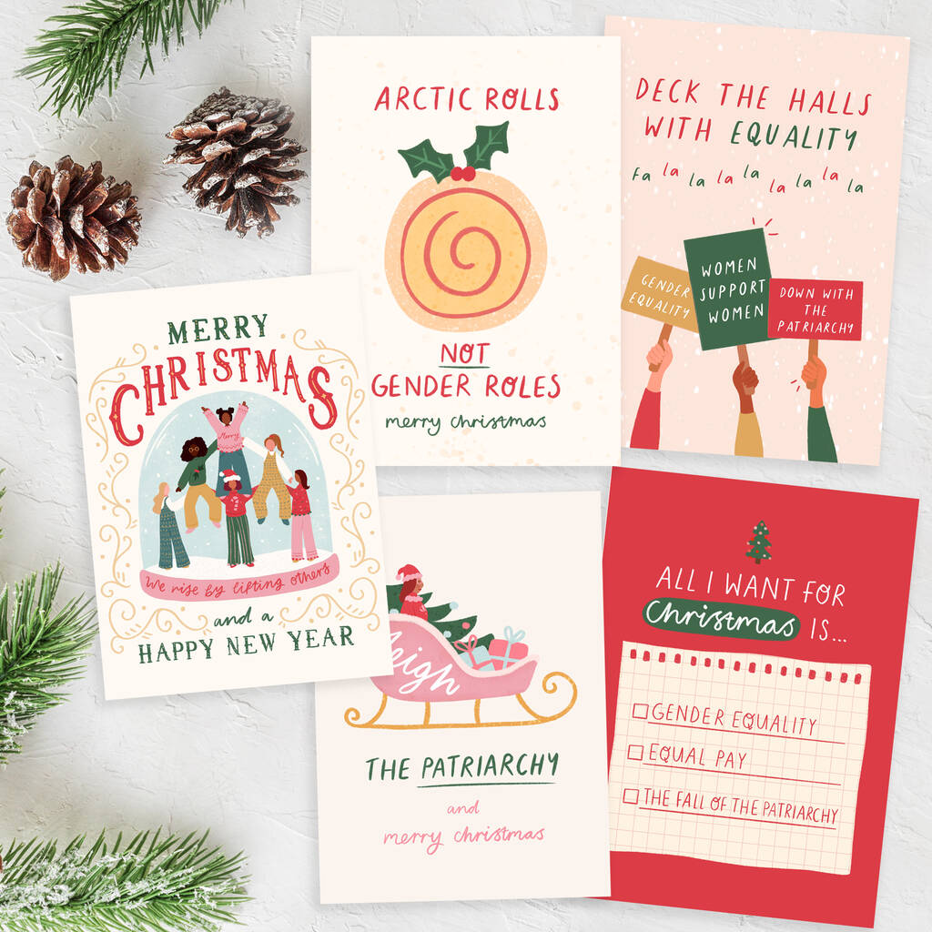 10 Women's Empowerment Feminist Christmas Cards By Flourish Paperworks