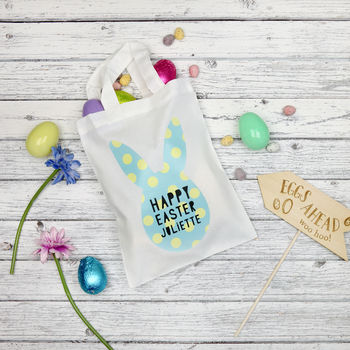 Personalised Happy Easter Egg Bunny Bag, 2 of 4