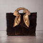Brown Velvet Top Handle Bag Made In Italy, thumbnail 1 of 3