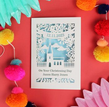 Personalised Papercut Floral Christening Card, 2 of 11