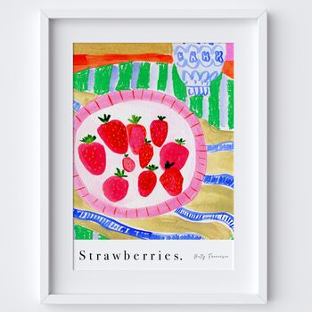Strawberries Still Life Art Print Watercolour Poster, 2 of 6