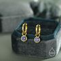 Sterling Silver December Birthstone Tanzanite Blue Crystal Drop Hoop Earrings, thumbnail 6 of 11