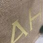 Gold Shimmer Natural Jute Shopper With Monogram, thumbnail 2 of 4