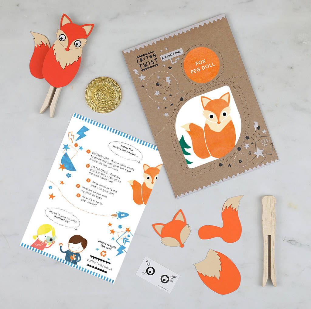 Image of Make Your Own Fox Peg Doll Kit