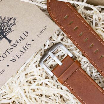 Personalised Brown Leather Strap For Apple Watch, 3 of 7