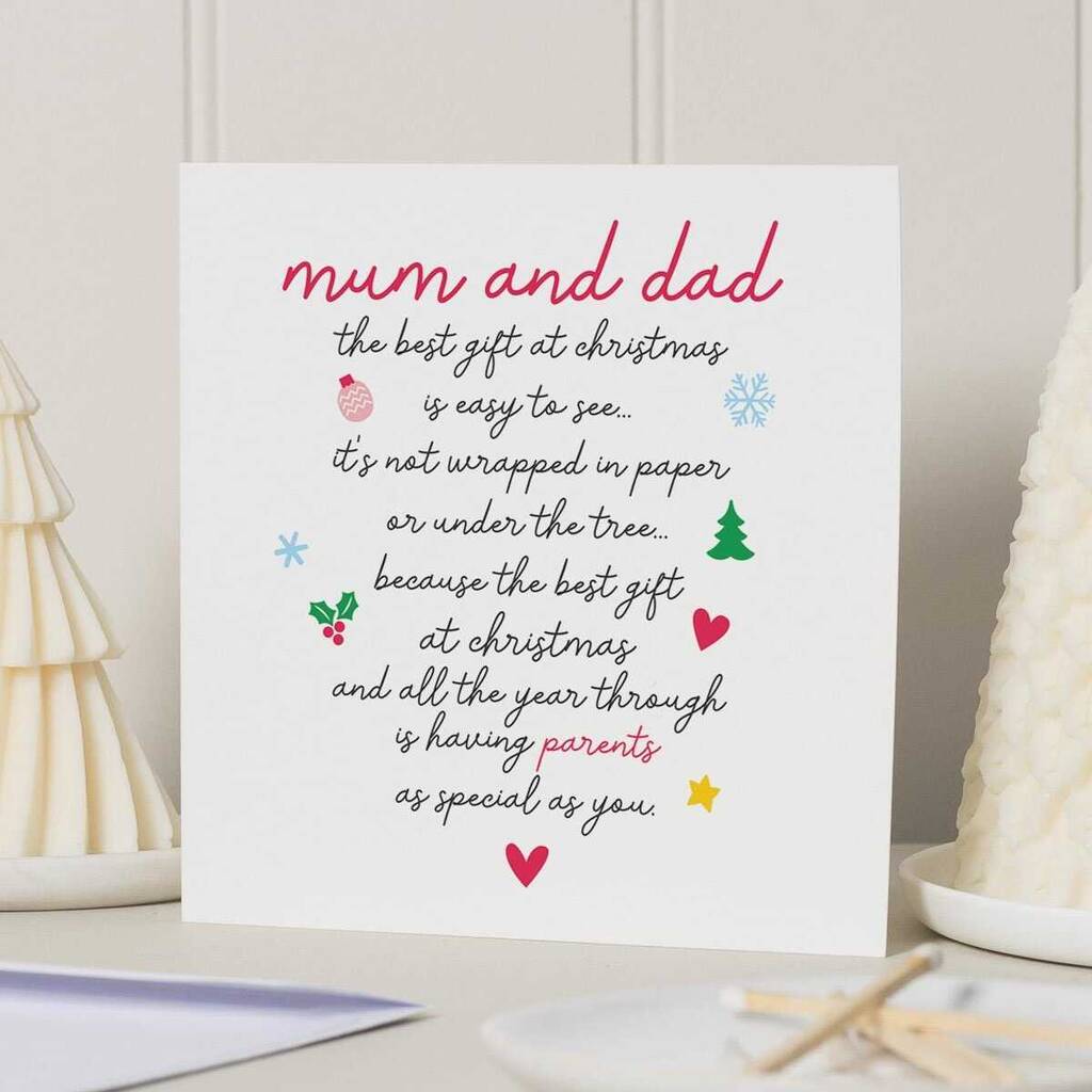 Personalised Christmas Poem Card For Mum And Dad, 1 of 7