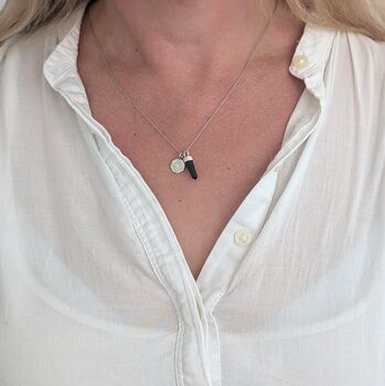 The En Pointe Duo Black Tourmaline Necklace, Silver, 4 of 9
