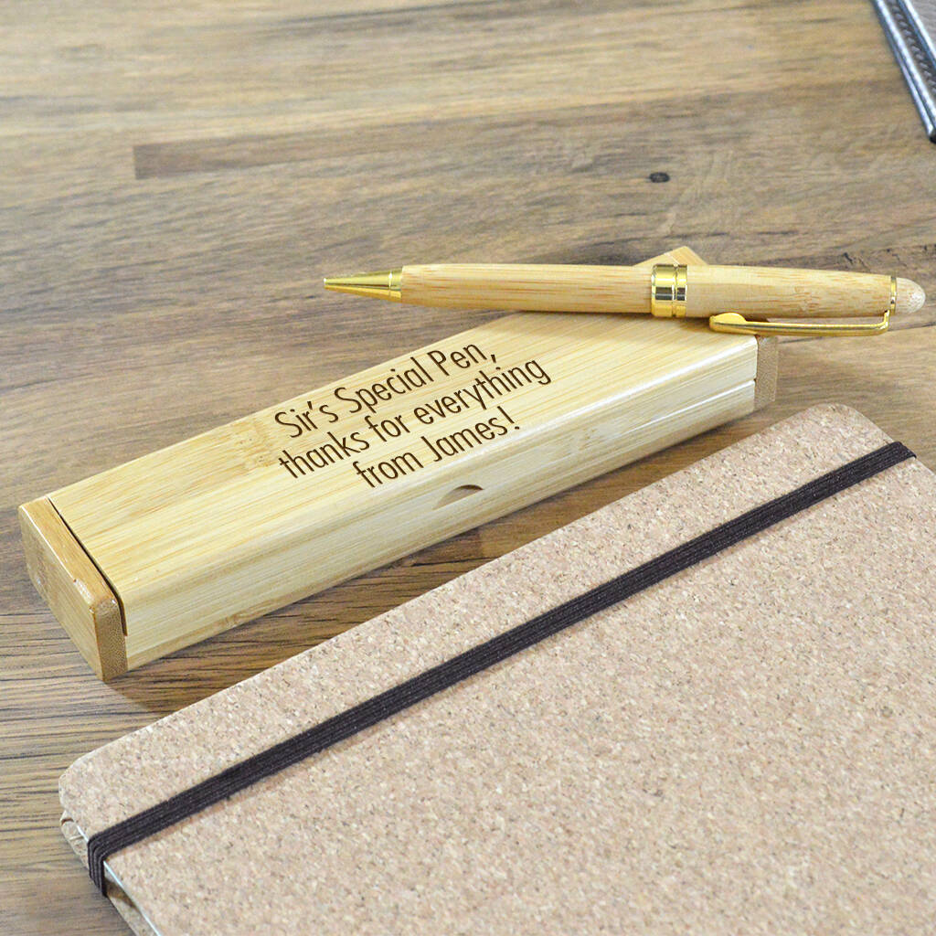 Personalised Wooden Pen Gift Set Made From Bamboo, 1 of 3