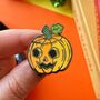 Happy Pumpkin Enamel Pin, thumbnail 1 of 2