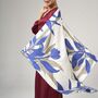 100% Mulberry Silk Scarf, Navy Botanical, Luxury Gift For Her In Gift Box, thumbnail 2 of 4