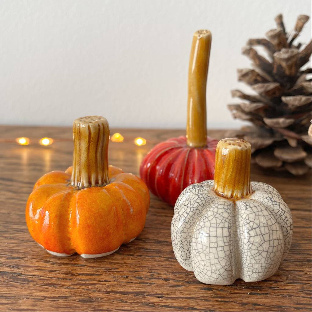 Set Of Three Handmade Ceramic Pumpkins By Bobby Loves Rosie