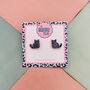 Glitter Black Cat Resin Studs, thumbnail 1 of 4