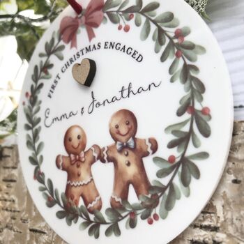 Personalised First Christmas Engaged Acrylic Decoration 2024, 2 of 3