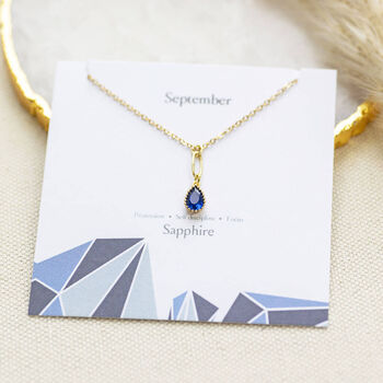 Gold Plated Teardrop Birthstone Pendant Necklace, 6 of 12