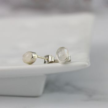 Moonstone And Silver Stud Earrings, 2 of 9