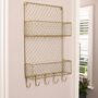 Brass Double Magazine Rack With Hooks, thumbnail 5 of 5