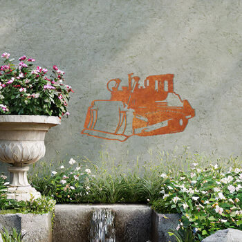 Bulldozer Metal Wall Art Gift For Construction Garden Decor, 8 of 10