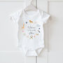 Personalised New Baby Bodysuit Welcome To The World Animals, thumbnail 1 of 6