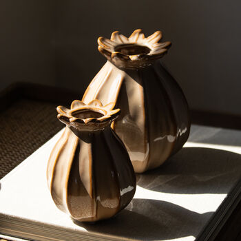 Taupe Brown Poppy Ceramic Bud Vase, 3 of 3