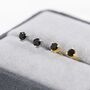Sterling Silver Tiny Black Diamond Cz Stud Earrings, thumbnail 3 of 12