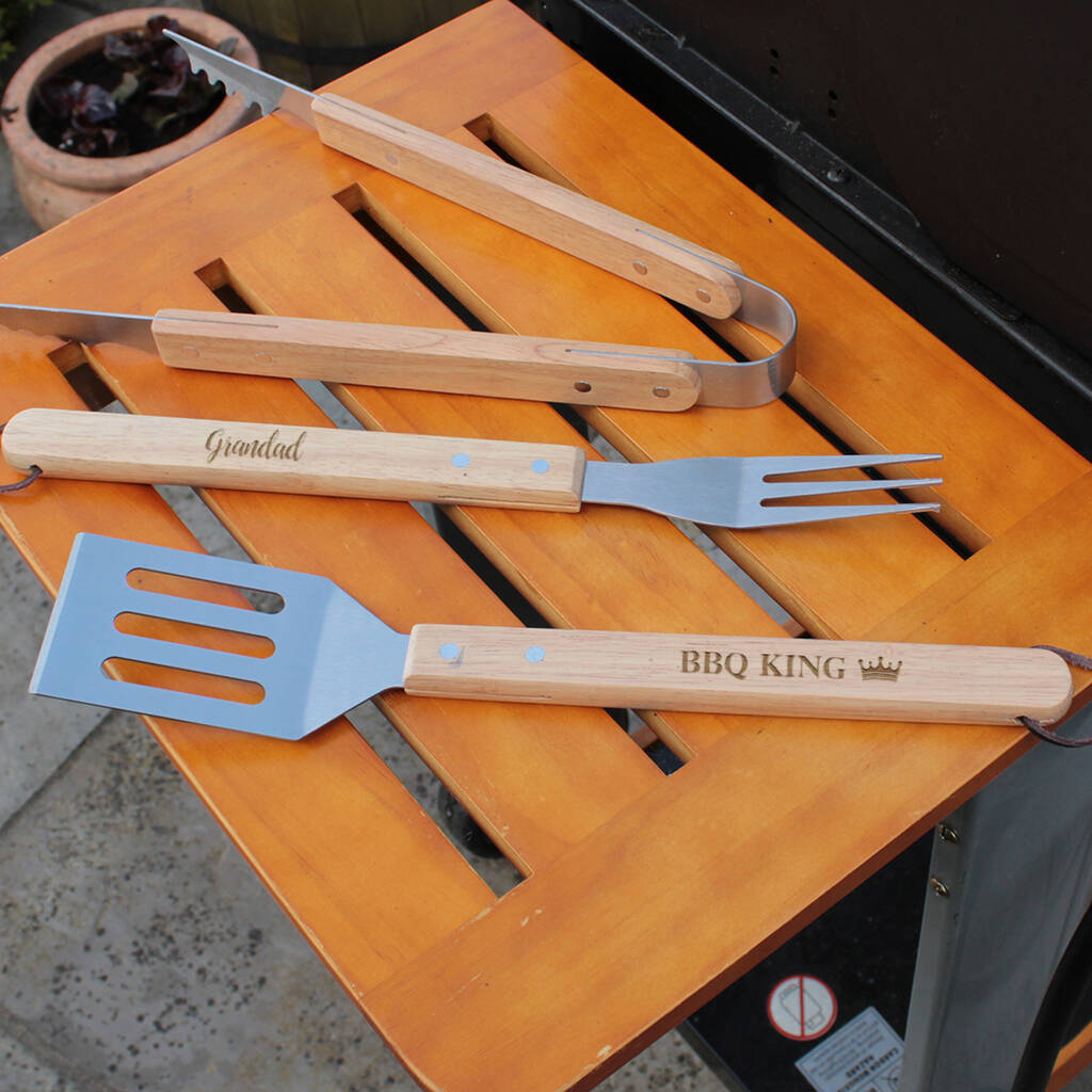 Personalised BBQ King Three Piece Barbecue Tool Set