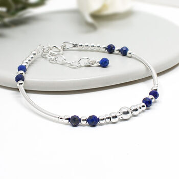 Lapis Lazuli And Sterling Silver Bracelet, September Birthstone Jewellery, 2 of 6