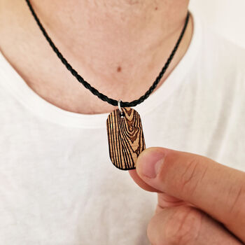 Personalised Woodgrain Men's Secret Message Necklace, 5 of 6