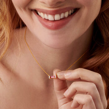 Baguette Birthstone Necklace In 18 Carat Gold Vermeil, 12 of 12
