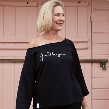 ‘Just Be You' Black Womens Oversized Sweater, 4 of 4