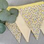 Bunting In Butter Yellow With Ditsy Floral Flowers. Bunting Flags Girls Bedroom, Personalised Baby Room Garland Name Banner, thumbnail 2 of 12