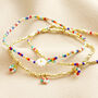 Set Of Three Rainbow Gold Miyuki Daisy Beaded Bracelets, thumbnail 1 of 4